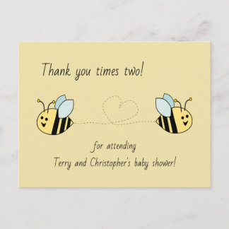 Carte Postale Baby Bee Twin Boys Merci