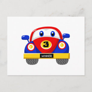 Carte Postale Baby Beetle car rouge et bleu