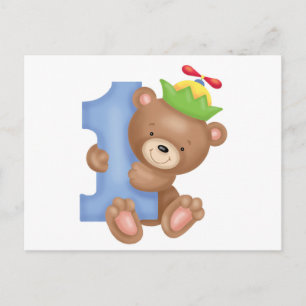 Carte Postale Baby birthday 1 year - teddy