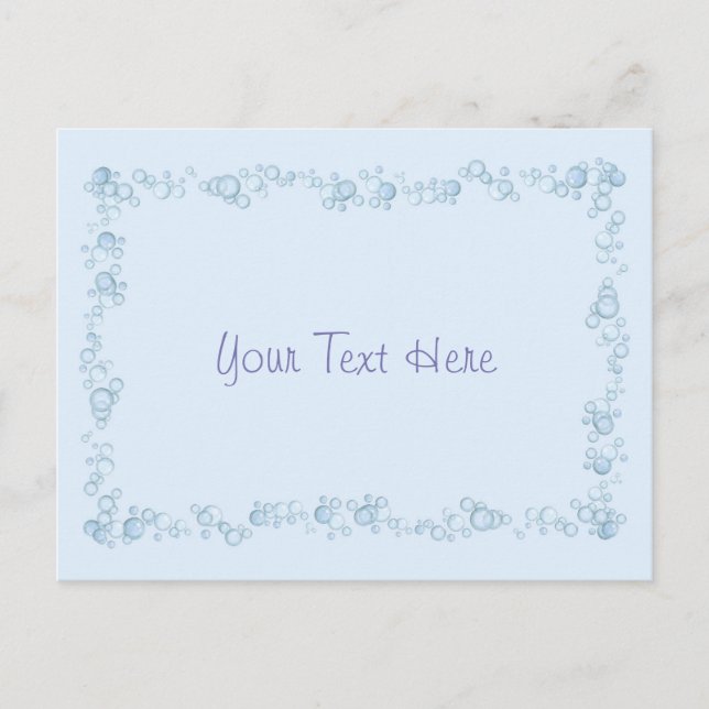 Carte Postale Baby Blue Bubble Bordure Design Customisé (Devant)