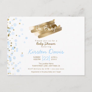 Carte Postale Baby Blue et Gold It's a Boy Baby Shower