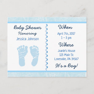 Carte Postale Baby Boy Blue Baby shower Invitation