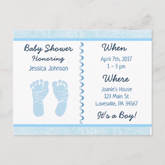 Carte Postale Baby Boy Blue Baby shower Invitation (Devant)