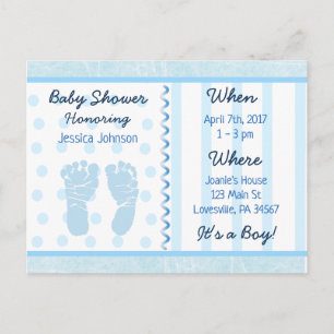 Carte Postale Baby Boy Blue Baby shower Invitation
