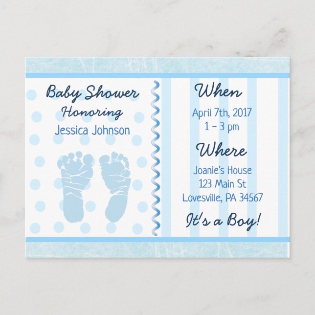 Carte Postale Baby Boy Blue Baby shower Invitation (Devant)