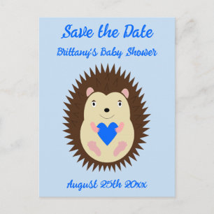 Carte Postale Baby Boy Blue Heart Hérisson Baby Shower