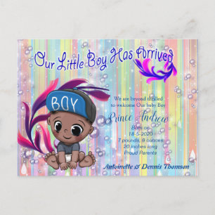 Carte Postale Baby Boy Bubbles & Unicorns