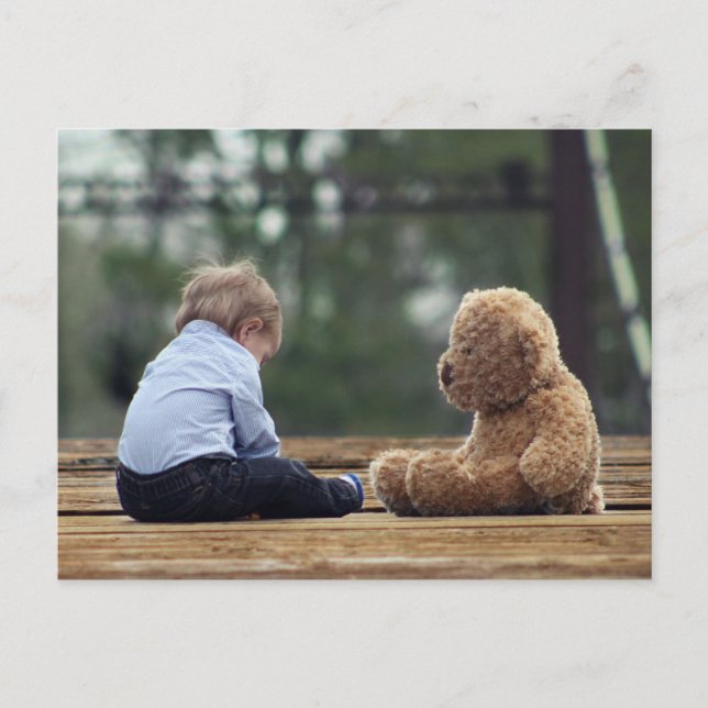 Carte Postale Baby Boy et Teddy Bear (Devant)