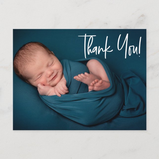 Carte Postale Baby Boy Photo baby shower merci Manutention (Devant)