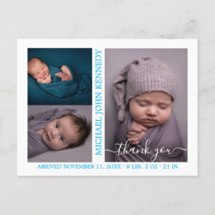 Carte Postale Baby Boy Photo Collage Script Faire-part de naissa