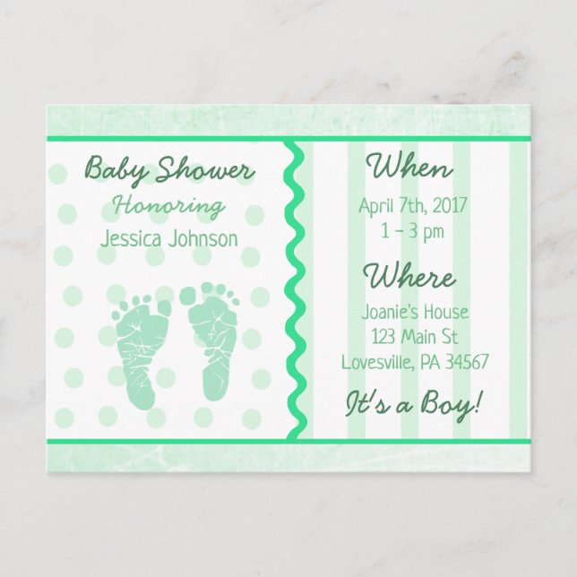 Carte Postale Baby Boy Sage Green Baby shower Invitation (Devant)