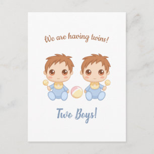 Carte Postale Baby Boy Twins Faire-part