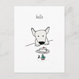 Carte Postale Baby Bull Terrier rencontre le premier ami