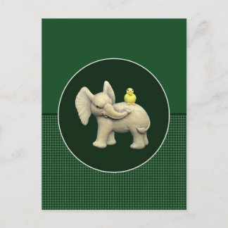 Carte Postale Baby Elephant & Canard Jaune