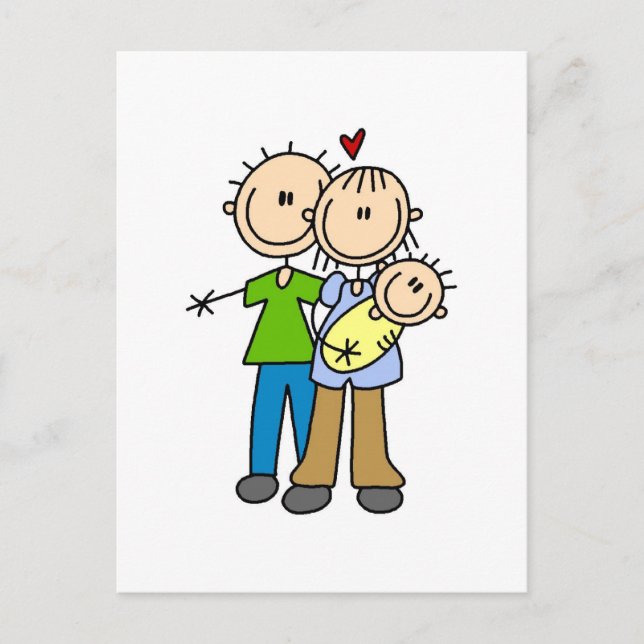 Carte Postale Baby fabrique trois t-shirts et cadeaux (Devant)