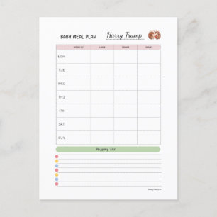 Carte Postale Baby First 100 foods - Plan de repas pour bébés pa