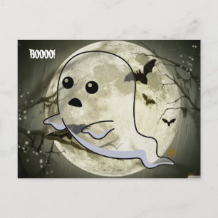 Carte Postale Baby Floating Ghost entouré de chauves-souris