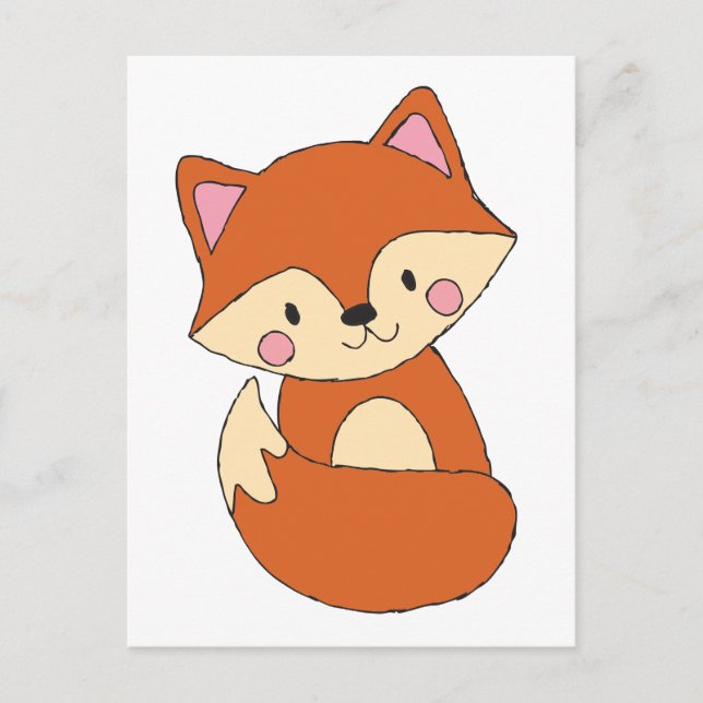 Carte Postale Baby Fox Dessin mignon Fox Art Baby Fox Design (Devant)