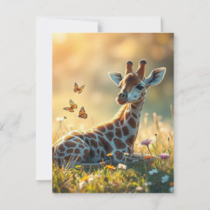 Carte Postale Baby Giraffe au soleil