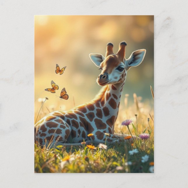 Carte Postale Baby Giraffe au soleil (Devant)