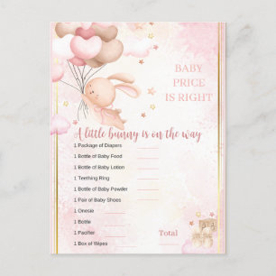 Carte Postale Baby Girl Bunny Baby shower Jeu