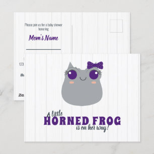 Carte Postale Baby Girl Horned Frog Purple Baby shower Invitatia
