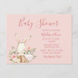 Carte Postale Baby Girl Pink Script mignonne Elegant Baby Invita