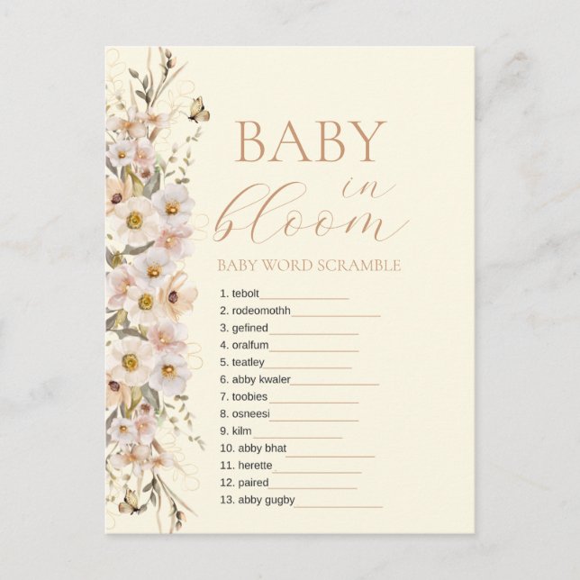 Carte Postale Baby In Bloom Boho Neutral Baby shower Jeu (Devant)