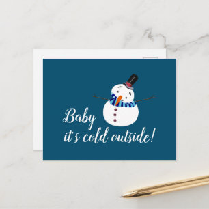 Carte Postale Baby It's Cold Outside, Bonhomme de neige bleu