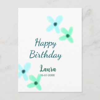 Carte Postale Baby kids 1st birthday add name blue green pastel 