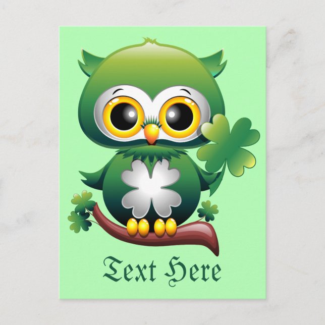 Carte Postale Baby Owl St Patrick Paddy Cartoon (Devant)