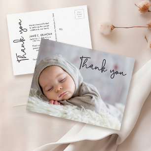 Carte Postale Baby Photo Faire-part de naissance moderne script 
