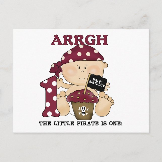 Carte Postale Baby Pirate 1er Anniversaire Tshirts et cadeaux (Devant)