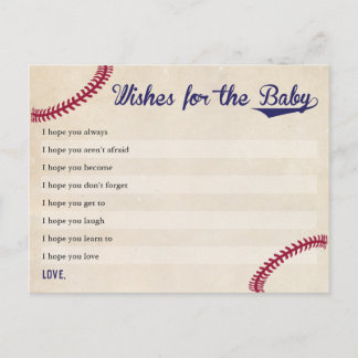 Carte Postale Baby shower à thème de baseball Wings for Baby Car