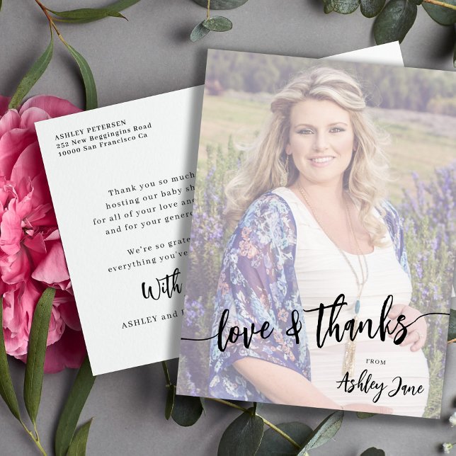 Carte Postale Baby shower amour et merci photo merci (Créateur téléchargé)