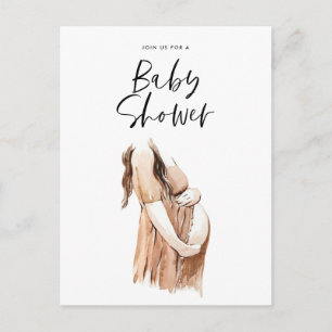 Carte Postale Baby shower aquarelle illustration script simple