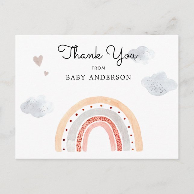 Carte postale Baby shower arc-en-ciel Aquarelle (Devant)