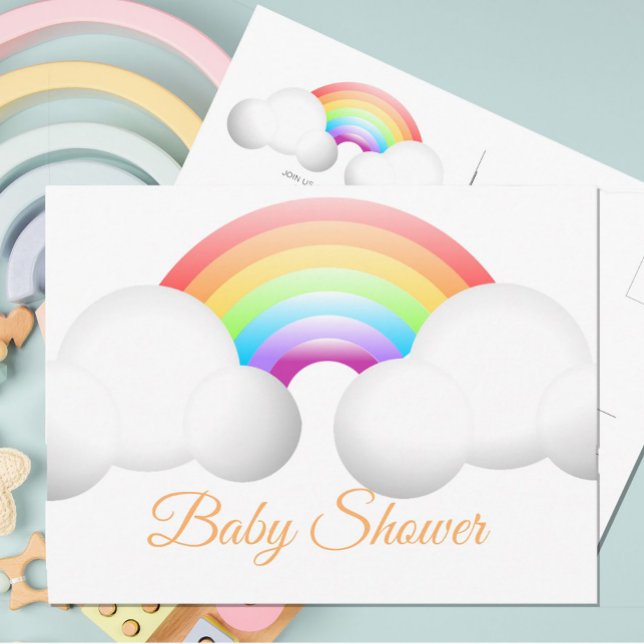 Carte Postale Baby shower Arc-en-ciel nuages colorés (Créateur téléchargé)