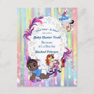 Carte Postale Baby shower Baby Boy Bubbles & Unicorns
