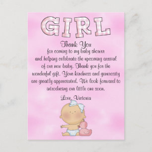 Carte Postale Baby shower bébé fille
