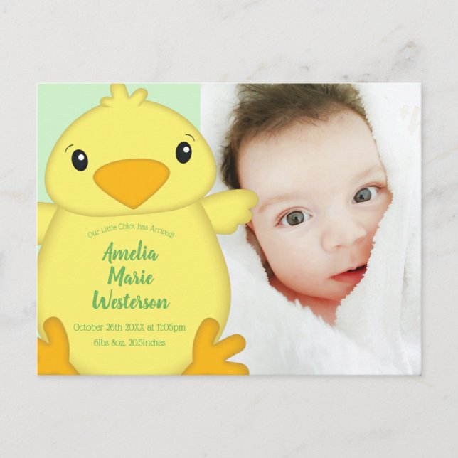 Carte Postale Baby shower blanc vert (Devant)