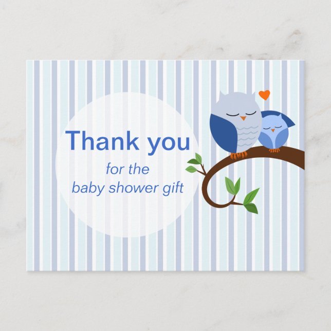 Carte Postale Baby shower Blue Merci (Devant)