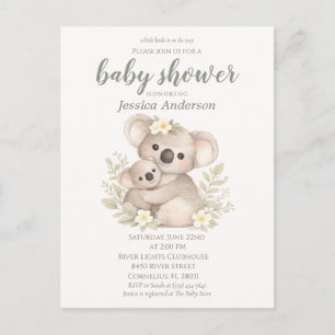 Carte Postale Baby-Shower Bohème Neutre Koala