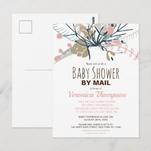 Carte Postale Baby shower Botanique Rustique Pastel Par Invitati