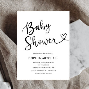 Carte Postale Baby shower cardiaque minimaliste simple