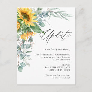 Carte Postale Baby shower Changement de plans Tournesol Eucalypt