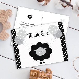Carte Postale Baby Shower Chic Mignon Agneau Noir & Blanc Merci