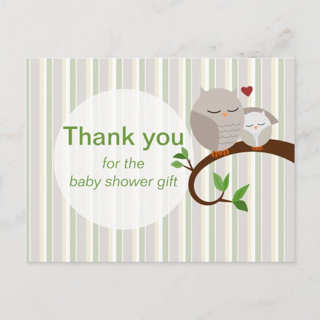 Carte postale Baby shower Chouette (Devant)