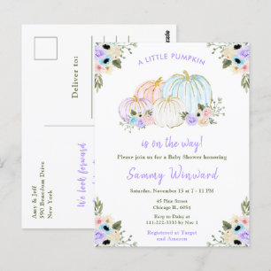 Carte Postale Baby shower Citrouille Cute Pastel