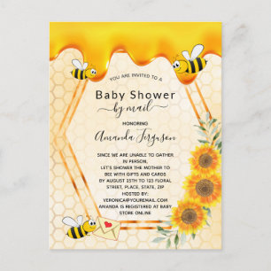 Carte Postale Baby shower d'abeille par la poste gouttes de miel